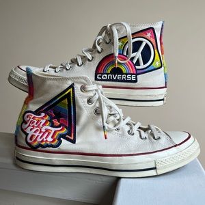 Converse Chuck Taylor All-Star 70 Hi Top Pride Rainbow White Men's Sz 10 Worn